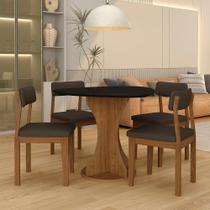 Mesa Tampo Orgânico Beijing + 4 Cad. Estofadas Fre/pto/s.marrom - M.a Mesa Tampo Orgânico Beijing + 4 Cad. Estofadas Fre/pto/s.marrom - M.a