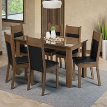 Mesa Tampo Vidro 6 Cadeiras Rustic-Preto Madesa Mesa Tampo Vidro 6 Cadeiras Rustic-Preto Madesa