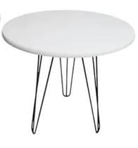 Mesa Tati Branco Redonda 52cm Mdf Pe Hairpin 1/4 Canto Mesa Tati Branco Redonda 52cm Mdf Pe Hairpin 1/4 Canto