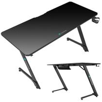 Mesa ThunderX3 Gamer Com Suporte de Headset e Copo Base Aço Reforçado Cor Preto Com Superfície de Mousepad de Microfibra Mesa ThunderX3 Gamer Com Suporte de Headset e Copo Base Aço Reforçado Cor Preto Com Superfície de Mousepad de Microfibra