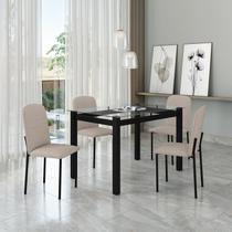 Mesa Tokio 120cm X 80 cm Tampo de Vidro com 4 Cadeiras Classic