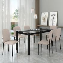 Mesa Tokio 160cm X 80cm Tampo de Vidro com 6 Cadeiras Classic