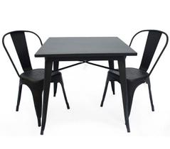 Mesa Tolix 80cm + 2 Cadeiras Conjunto Industrial e Moderno Preto Mesa Tolix 80cm + 2 Cadeiras Conjunto Industrial e Moderno Preto