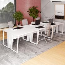 Mesa Trabalho Escritório 6 Pessoas 360cm Pé Metal F5 Office