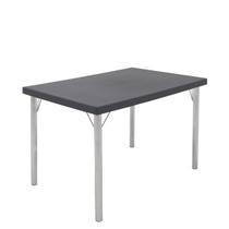 Mesa Tramontina 119 x 79 cm Beta em Polipropileno Grafite com Base em Alumínio Polido