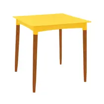 Mesa Tramontina Laura Rattan 70 cm Polipropileno Amarelo Pernas Madeira