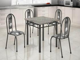 Mesa Tubular 4 cadeiras Prata Com Tampo Granito Ocre 0,75x0,75m Madmelos