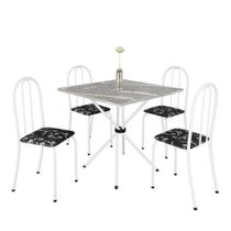 Mesa Tubular Analy 70x70cm Granito Topázio 4 Cad Tubo Branco