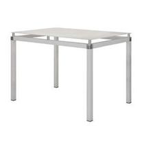Mesa Tubular Malva 107x70 cm Branco Com Tampo De Vidro Temperado Branco Artefamol