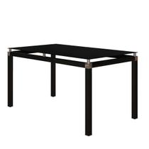 Mesa Tubular Malva 140x80 cm Preta Com Tampo De Vidro Temperado Preto Artefamol Mesa Tubular Malva 140x80 cm Preta Com Tampo De Vidro Temperado Preto Artefamol