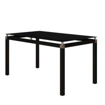 Mesa Tubular Malva 140x80 cm Preta Com Tampo De Vidro Temperado Preto Artefamol