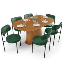 Mesa Valência com 06 Cadeiras Para Sala de Jantar Louise L02 material sintético Verde - Lyam Decor Mesa Valência com 06 Cadeiras Para Sala de Jantar Louise L02 material sintético Verde - Lyam Decor