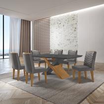 Mesa Valentina 180 Tampo Mdf Canto Reto com 6 Cadeiras Monique Mesa Valentina 180 Tampo Mdf Canto Reto com 6 Cadeiras Monique