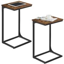 Mesa VASAGLE Mesas laterais em forma de C, marrom rústico, conjunto 2 Mesa VASAGLE Mesas laterais em forma de C, marrom rústico, conjunto 2