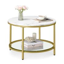 Mesa VASAGLE Redonda 65x65x46 cm Mármore Sintético Branco Mesa VASAGLE Redonda 65x65x46 cm Mármore Sintético Branco