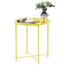 Mesa VECELO Dobrável de Metal Redonda Impermeável Amarela