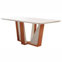 Mesa Veneza 13590 Com Vidro Lj Móveis Cinamomo Off White