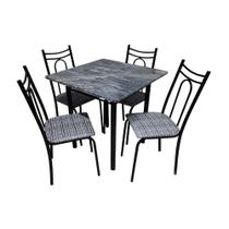 Mesa Veneza com 4 Cadeiras Estofadas Preto Da Thais 110x70x75 cm