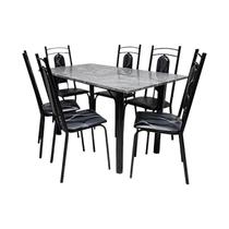 Mesa Veneza Gran 6 Cadeiras Preta Da Thais 75x140x75 cm