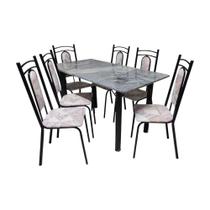 Mesa Veneza Granito com 6 Cadeiras Branca Da Thais 140x75x75 cm