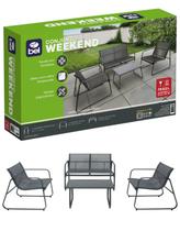 Mesa Vidro Temperado Conjunto De Jardim Weekend Cinza Bel