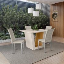Mesa Viena 120x90cm Tampo de Mdf e Vidro com 4 Cadeiras Tokio