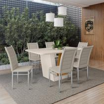 Mesa Viena 160x90cm Tampo Mdf e Vidro com 6 Cadeiras Tokio