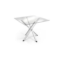 Mesa Volga Cromada Com Tampo de Vidro Incolor 90cm Mesa Volga Cromada Com Tampo de Vidro Incolor 90cm