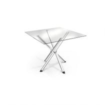 Mesa Volga Cromada Com Tampo De Vidro Incolor 90cm Mesa Volga Cromada Com Tampo De Vidro Incolor 90cm