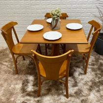 Mesa X 80x80 Com 4 Cadeiras Italia de Madeira Tauari Mel