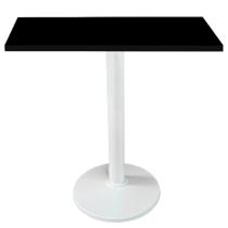 Mesa Zeta Ferro Branco 75 cm (Alt) Disco Redondo Tampo MDP Quadrado 60 cm (Larg) x 2,5 cm (Alt) Preto