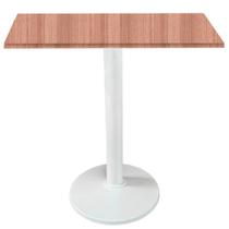 Mesa Zeta Ferro Branco 75 cm (Alt) Disco Redondo Tampo MDP Quadrado 70 cm Larg x 2,50 cm Alt Noce Nat