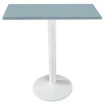 Mesa Zeta Ferro Branco 75 cm (Alt) Disco Redondo Tampo MDP Quadrado 80 cm (Larg) x 2,5 cm (Alt) Cinza