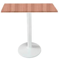 Mesa Zeta Ferro Branco 75 cm (Alt) Disco Redondo Tampo MDP Quadrado 80 cm Larg x 2,50 cm Alt Noce Nat