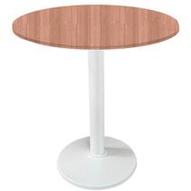 Mesa Zeta Ferro Branco 75 cm (Alt) Disco Redondo Tampo MDP Redondo 70 cm Larg x 2,5 cm (Alt) Noce Nat