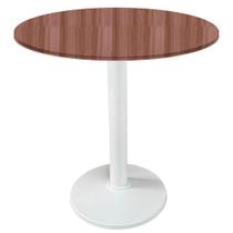 Mesa Zeta Ferro Branco 75 cm (Alt) Disco Redondo Tampo MDP Redondo 70 cm (Larg) x 2,5 cm (Alt) Walnut Mesa Zeta Ferro Branco 75 cm (Alt) Disco Redondo Tampo MDP Redondo 70 cm (Larg) x 2,5 cm (Alt) Walnut