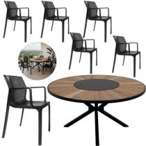 Mesa Zurick 1,50m Tampo Madeira Centro Giratório 6 Cadeiras Sardenha Cozinha Mesa Zurick 1,50m Tampo Madeira Centro Giratório 6 Cadeiras Sardenha Cozinha