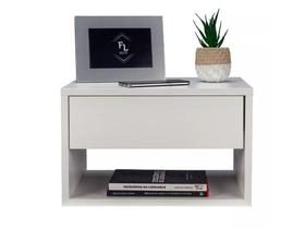 Mesas de Cabeceira Suspensa 50x30x30cm / 30x30x20cm com Gaveta Superior e Nicho MDF Branco TX Quarto