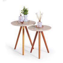 Mesas de Canto Apoio e lateral Bege - pé palito Napole Decor