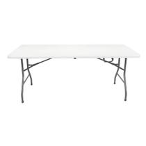Mesas Dobrável Vira Maleta Com Alça Portátil 1,80m Camping Cor Branca Garden Life Mesas Dobrável Vira Maleta Com Alça Portátil 1,80m Camping Cor Branca Garden Life