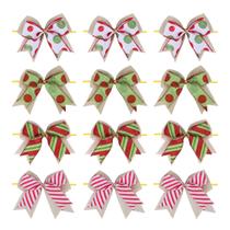 Meseey, 12 peças de cana-de-doces de Natal, laços de serapilheira de 10 cm