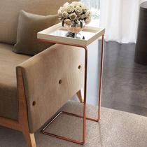 Mesinha Bandeja Apoio Base Cobre Tampo espelhada Sala Sofá