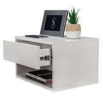 Mesinha Cabeceira Suspensa 40Cm Branca Gaveta Superior Mesinha Cabeceira Suspensa 40Cm Branca Gaveta Superior