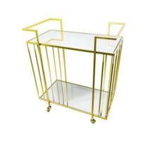 Mesinha Carrinho de Chá Metal Dourado Decoração Espelhado