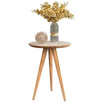 Mesinha Classic para sala de estar ou de jantar para apoio com pés retrô - Off White com Freijó Mesinha Classic para sala de estar ou de jantar para apoio com pés retrô - Off White com Freijó