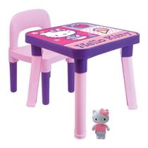 Mesinha Com Cadeira Infantil Hello Kitty e Boneca Menina