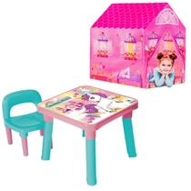 Mesinha Com Cadeira Infantil Unicórnio + Barraca Cabana