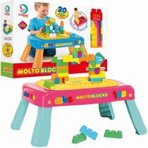 Mesinha Criativa Cardoso Toys Com 20 blocos Rosa Infantil