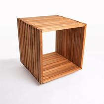Mesinha cubo módulo de madeira dominoes jatobá 45x45