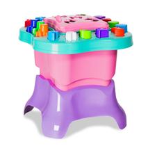 Mesinha de Atividades Rosa com Blocos Brinquedo Educativo - Cardoso Toys